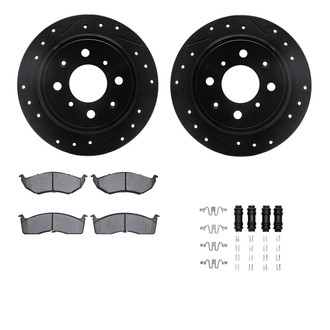 R1 Concepts® - Drilled and Slotted Front Brake Kit with Semi-Metalic Pads