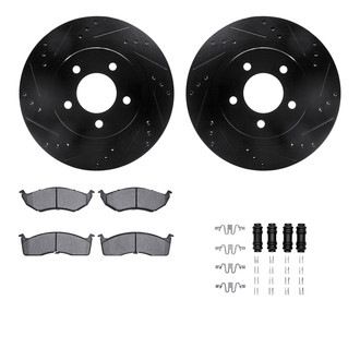 R1 Concepts® - Drilled and Slotted Front Brake Kit with Semi-Metalic Pads
