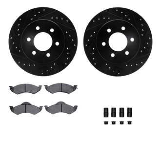 R1 Concepts® - Drilled and Slotted Front Brake Kit with Semi-Metalic Pads
