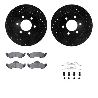 R1 Concepts® - Drilled and Slotted Front Brake Kit with Semi-Metalic Pads