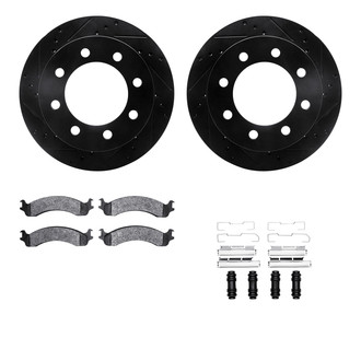R1 Concepts® - Drilled and Slotted Front Brake Kit with Semi-Metalic Pads