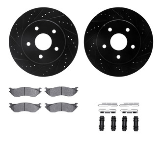 R1 Concepts® - Drilled and Slotted Front Brake Kit with Semi-Metalic Pads