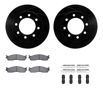 R1 Concepts® - Drilled and Slotted Front Brake Kit with Semi-Metalic Pads