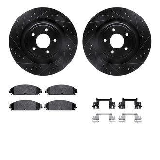 R1 Concepts® - Drilled and Slotted Front Brake Kit with Semi-Metalic Pads