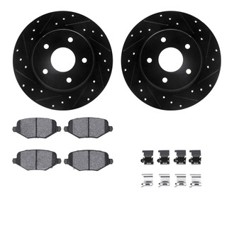 R1 Concepts® - Drilled and Slotted Rear Brake Kit with Semi-Metalic Pads
