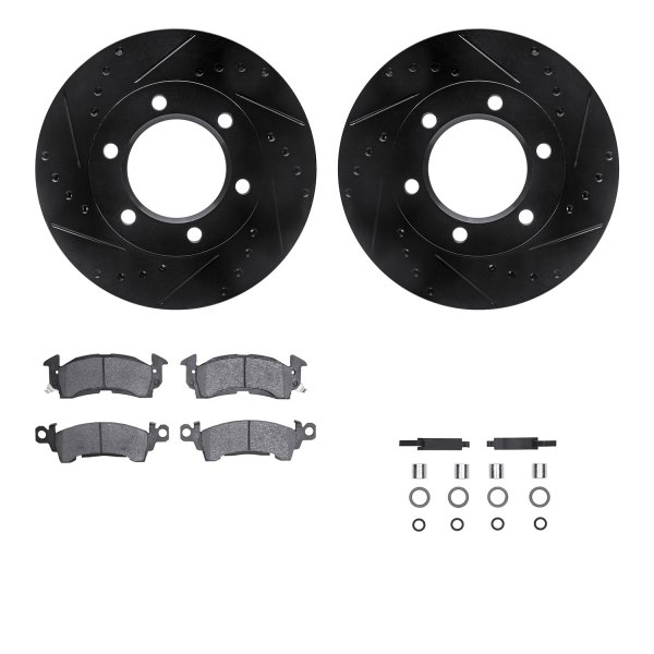  R1 Concepts® - Drilled and Slotted Front Brake Kit with Semi-Metalic Pads