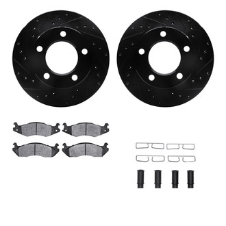 R1 Concepts® - Drilled and Slotted Brake Kit with Semi-Metalic Pads