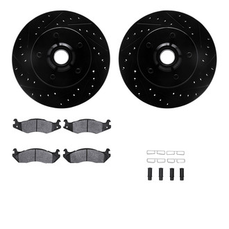 R1 Concepts® - Drilled and Slotted Brake Kit with Semi-Metalic Pads