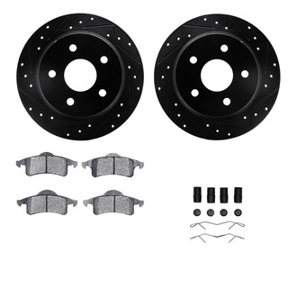 R1 Concepts® - Drilled and Slotted Rear Brake Kit with Semi-Metalic Pads