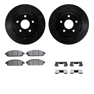 R1 Concepts® - Drilled and Slotted Front Brake Kit with Semi-Metalic Pads