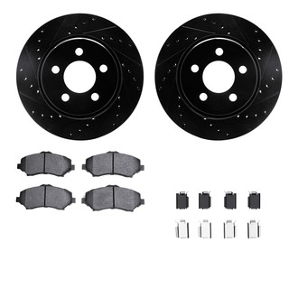 R1 Concepts® - Drilled and Slotted Front Brake Kit with Semi-Metalic Pads