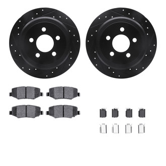 R1 Concepts® - Drilled and Slotted Rear Brake Kit with Semi-Metalic Pads