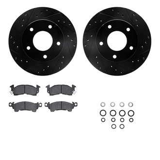 R1 Concepts® - Drilled and Slotted Rear Brake Kit with Semi-Metalic Pads