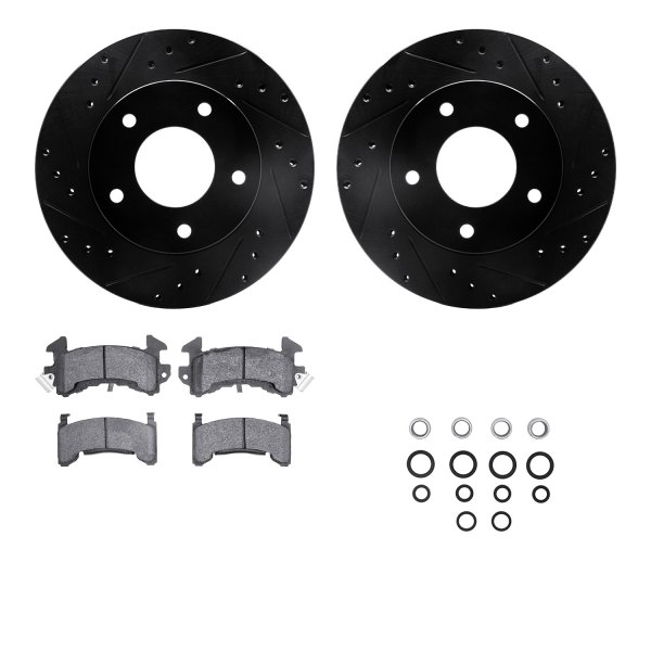  R1 Concepts® - Drilled and Slotted Rear Brake Kit with Semi-Metalic Pads