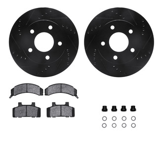 R1 Concepts® - Drilled and Slotted Brake Kit with Semi-Metalic Pads