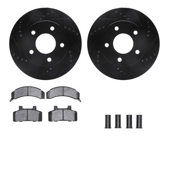 R1 Concepts® - Drilled and Slotted Front Brake Kit with Semi-Metalic Pads
