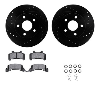 R1 Concepts® - Drilled and Slotted Front Brake Kit with Semi-Metalic Pads
