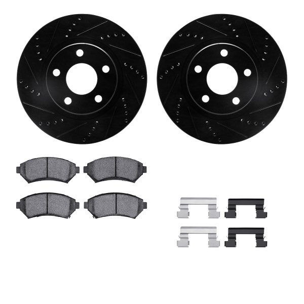  R1 Concepts® - Drilled and Slotted Front Brake Kit with Semi-Metalic Pads