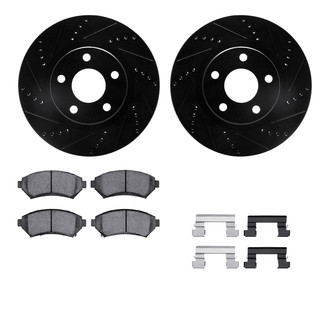 R1 Concepts® - Drilled and Slotted Front Brake Kit with Semi-Metalic Pads