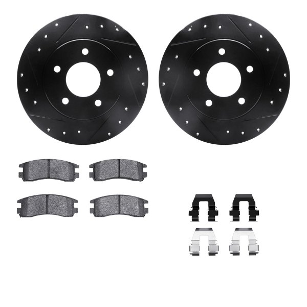  R1 Concepts® - Drilled and Slotted Rear Brake Kit with Semi-Metalic Pads