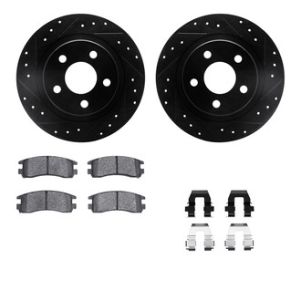R1 Concepts® - Drilled and Slotted Rear Brake Kit with Semi-Metalic Pads