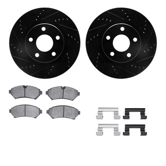 R1 Concepts® - Drilled and Slotted Front Brake Kit with Semi-Metalic Pads