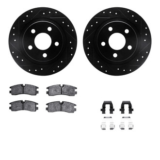 R1 Concepts® - Drilled and Slotted Rear Brake Kit with Semi-Metalic Pads