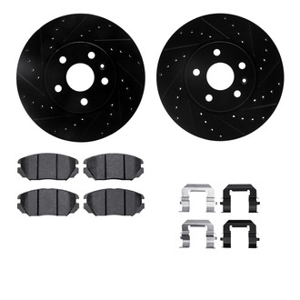 R1 Concepts® - Drilled and Slotted Front Brake Kit with Semi-Metalic Pads