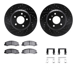 R1 Concepts® - Drilled and Slotted Brake Kit with Semi-Metalic Pads