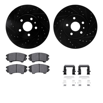 R1 Concepts® - Drilled and Slotted Front Brake Kit with Semi-Metalic Pads