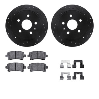 R1 Concepts® - Drilled and Slotted Rear Brake Kit with Semi-Metalic Pads