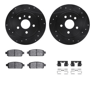 R1 Concepts® - Drilled and Slotted Rear Brake Kit with Semi-Metalic Pads