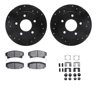 R1 Concepts® - Drilled and Slotted Rear Brake Kit with Semi-Metalic Pads