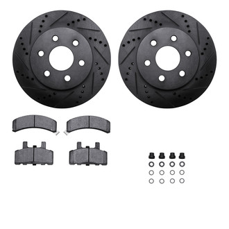 R1 Concepts® - Drilled and Slotted Front Brake Kit with Semi-Metalic Pads