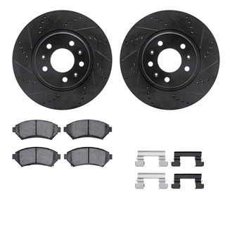 R1 Concepts® - Drilled and Slotted Front Brake Kit with Semi-Metalic Pads