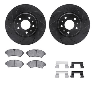R1 Concepts® - Drilled and Slotted Front Brake Kit with Semi-Metalic Pads