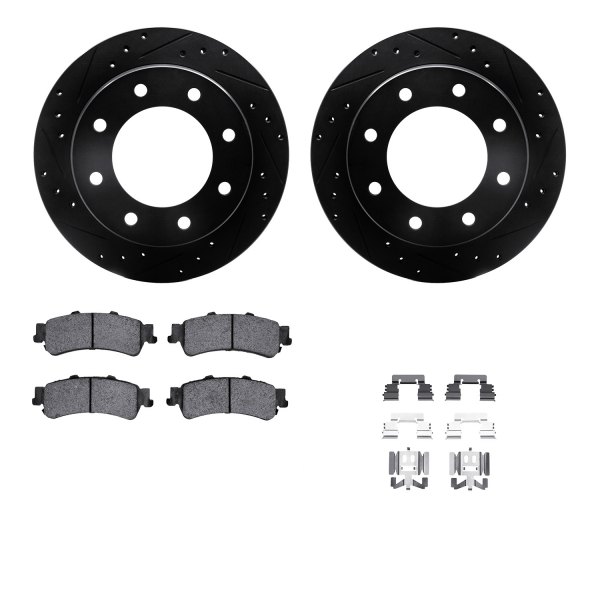  R1 Concepts® - Drilled and Slotted Rear Brake Kit with Semi-Metalic Pads