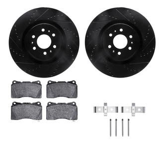 R1 Concepts® - Drilled and Slotted Front Brake Kit with Semi-Metalic Pads