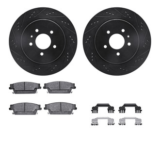 R1 Concepts® - Drilled and Slotted Rear Brake Kit with Semi-Metalic Pads