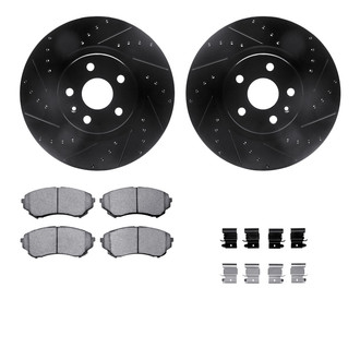 R1 Concepts® - Drilled and Slotted Front Brake Kit with Semi-Metalic Pads
