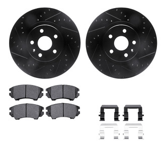 R1 Concepts® - Drilled and Slotted Front Brake Kit with Semi-Metalic Pads