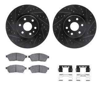 R1 Concepts® - Drilled and Slotted Front Brake Kit with Semi-Metalic Pads