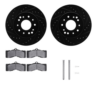 R1 Concepts® - Drilled and Slotted Rear Brake Kit with Semi-Metalic Pads