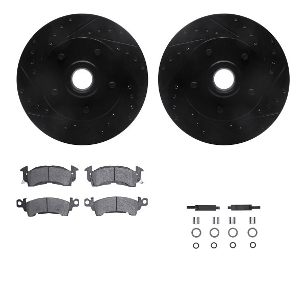  R1 Concepts® - Drilled and Slotted Front Brake Kit with Semi-Metalic Pads