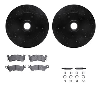 R1 Concepts® - Drilled and Slotted Front Brake Kit with Semi-Metalic Pads