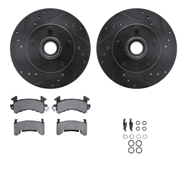  R1 Concepts® - Drilled and Slotted Front Brake Kit with Semi-Metalic Pads