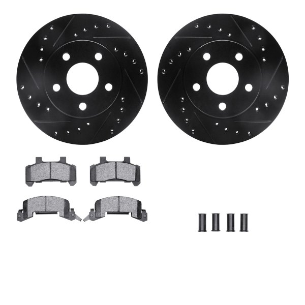  R1 Concepts® - Drilled and Slotted Front Brake Kit with Semi-Metalic Pads