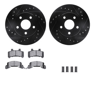 R1 Concepts® - Drilled and Slotted Brake Kit with Semi-Metalic Pads