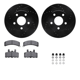 R1 Concepts® - Drilled and Slotted Front Brake Kit with Semi-Metalic Pads