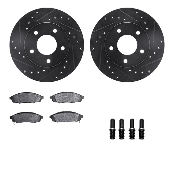  R1 Concepts® - Drilled and Slotted Front Brake Kit with Semi-Metalic Pads